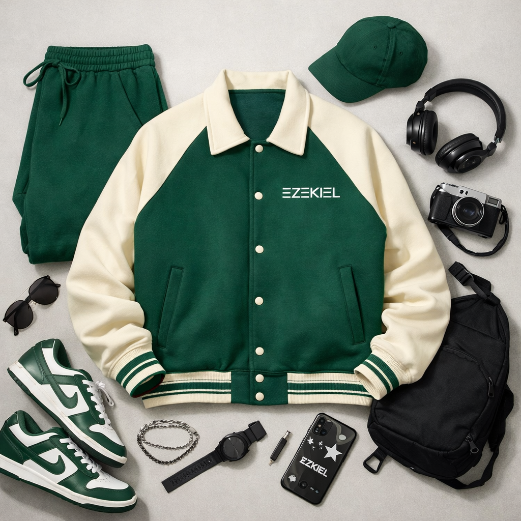 EZEKIEL Contrast Raglan Sleeve Varsity Jacket
