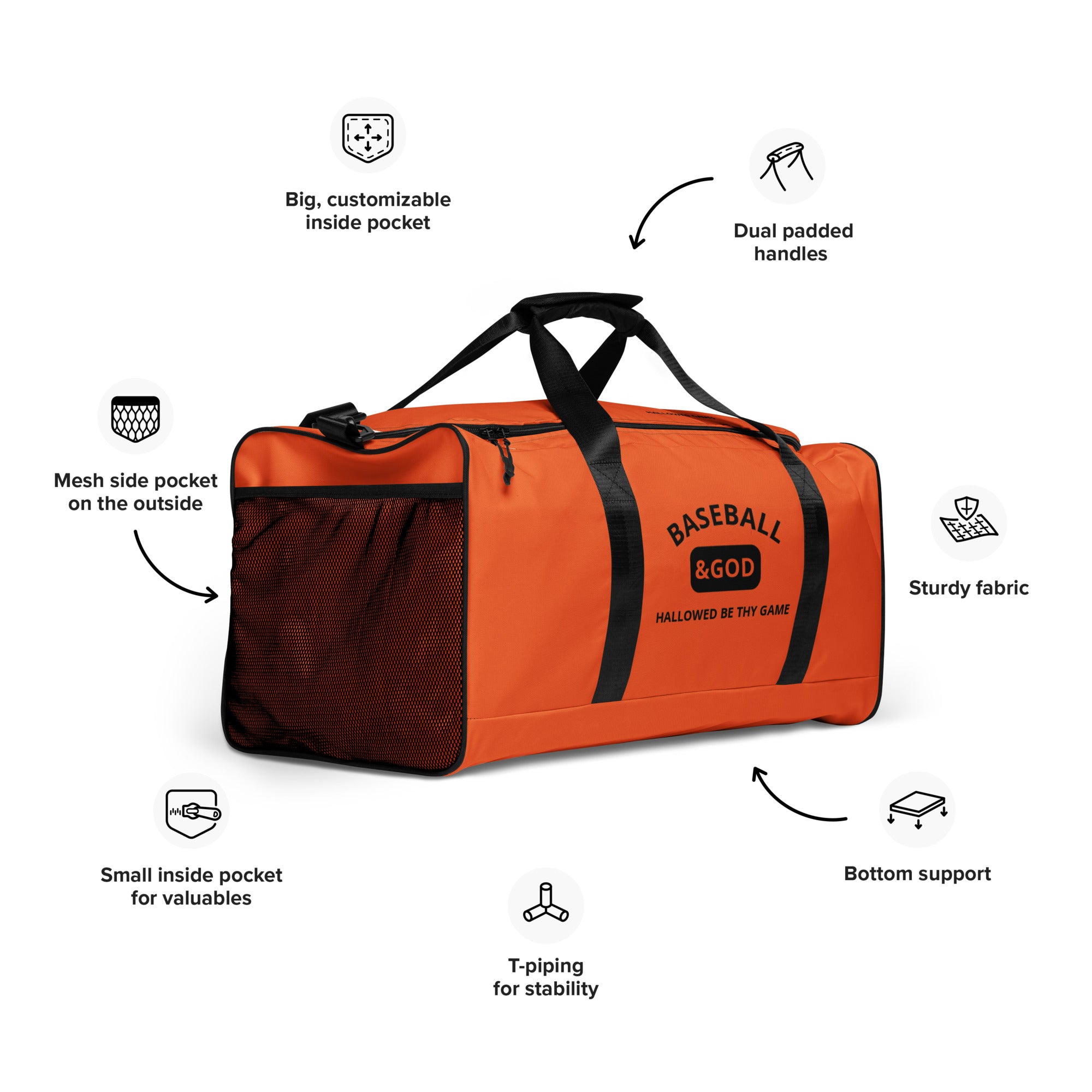 Baseball &God Onyx Duffle Bag