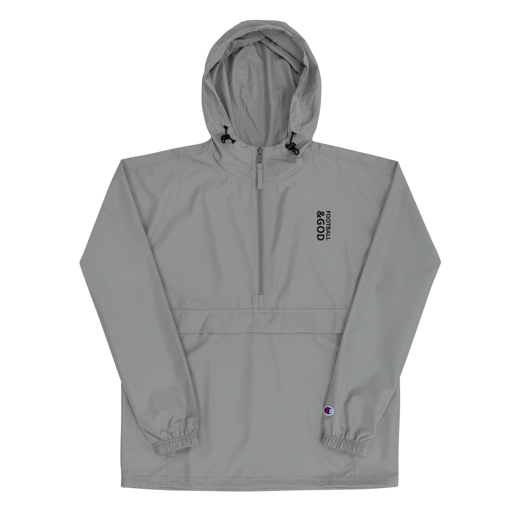 Football &God Vertical Onyx Embroidered Champion Packable Jacket