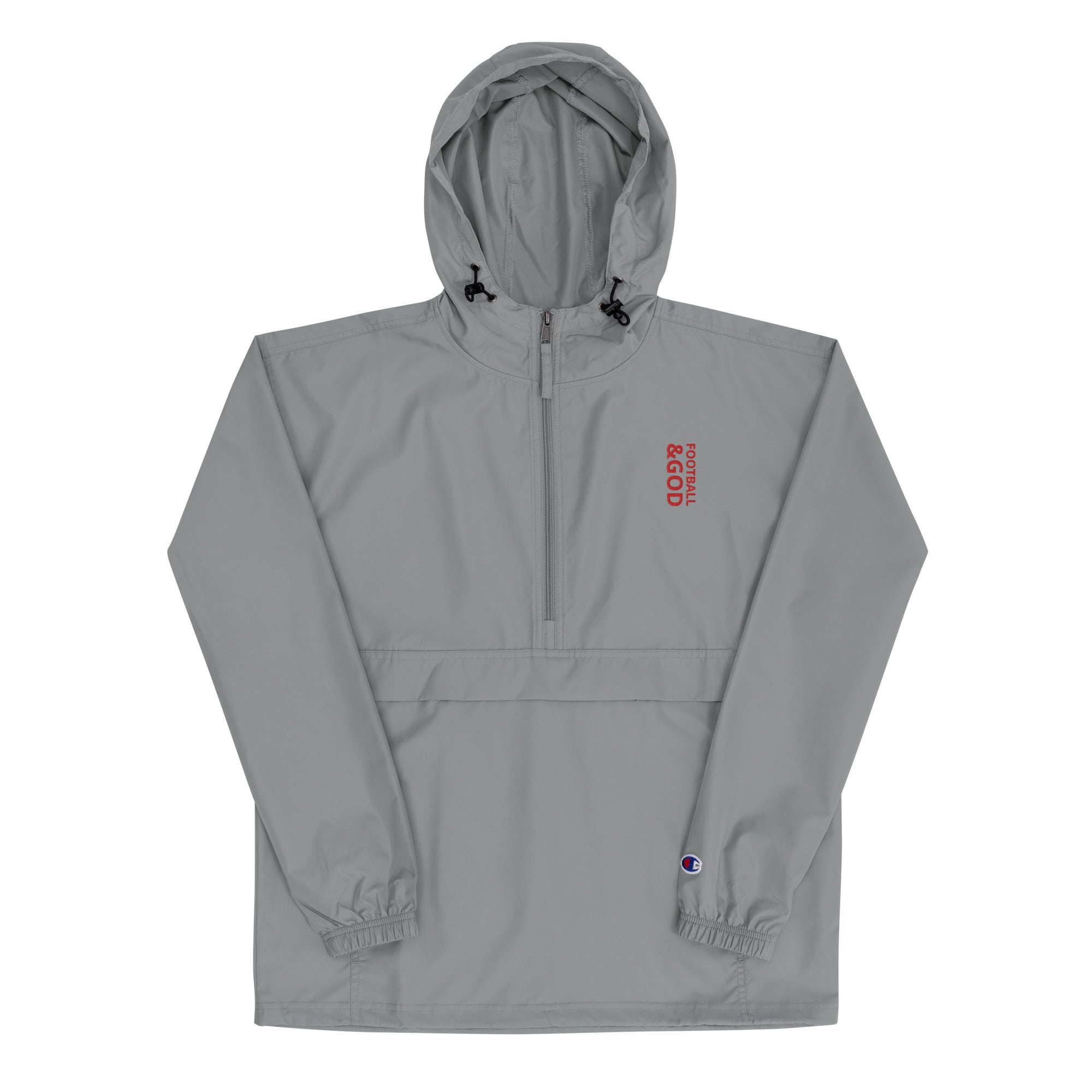 Football &God Vertical Crimson Embroidered Champion Packable Jacket