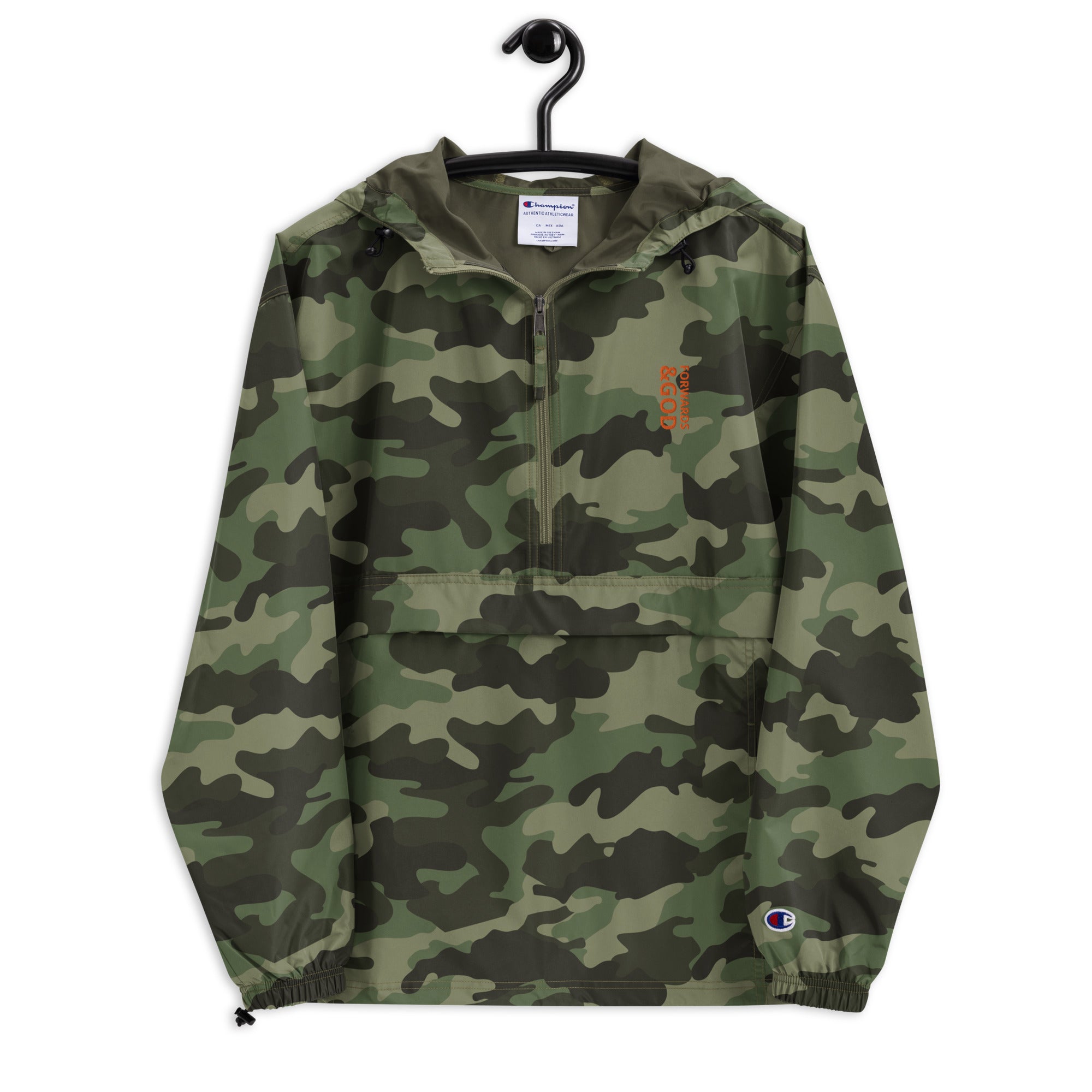 Forwards &God Vertical Orange Embroidered Champion Packable Jacket