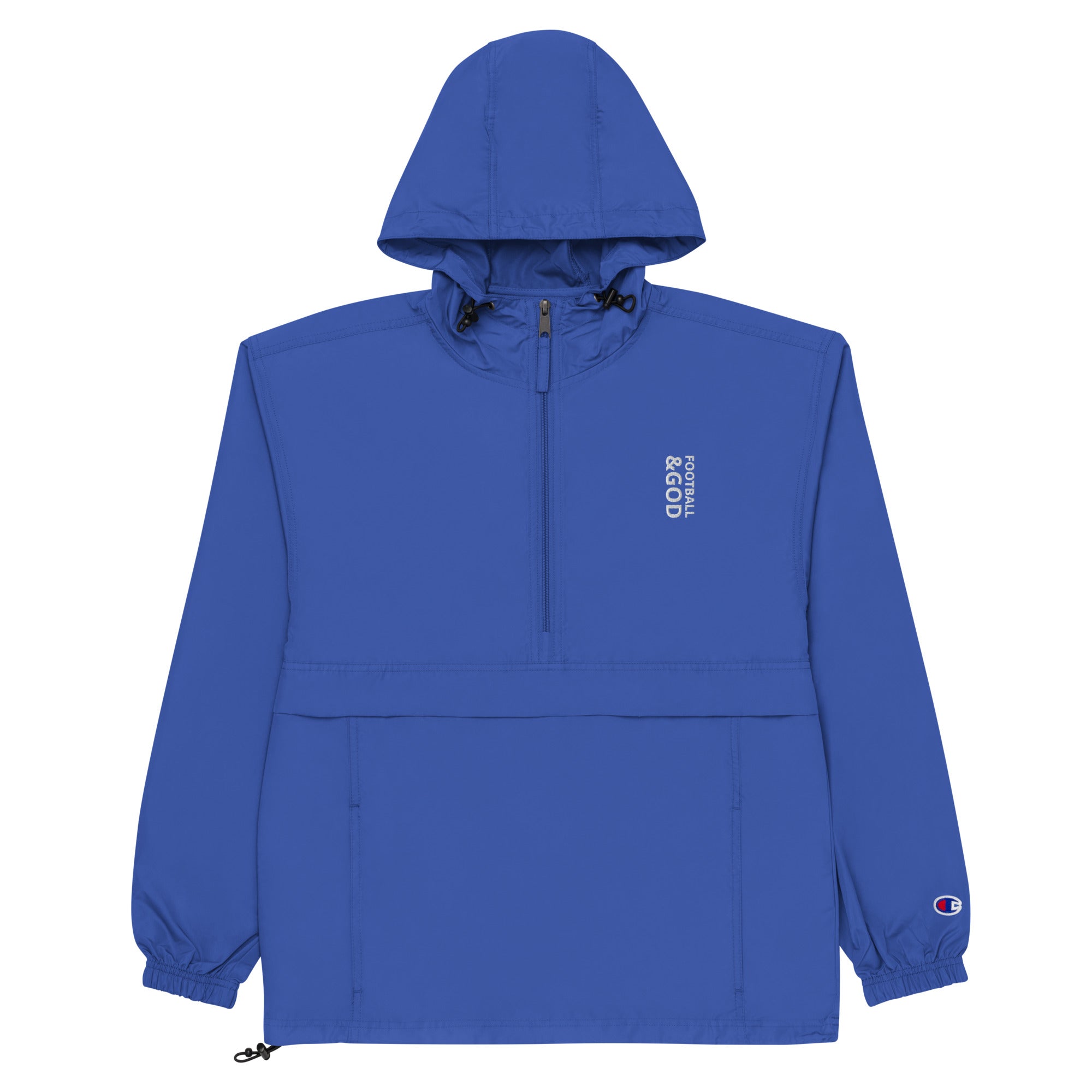 Football &God Vertical Embroidered Champion Packable Jacket