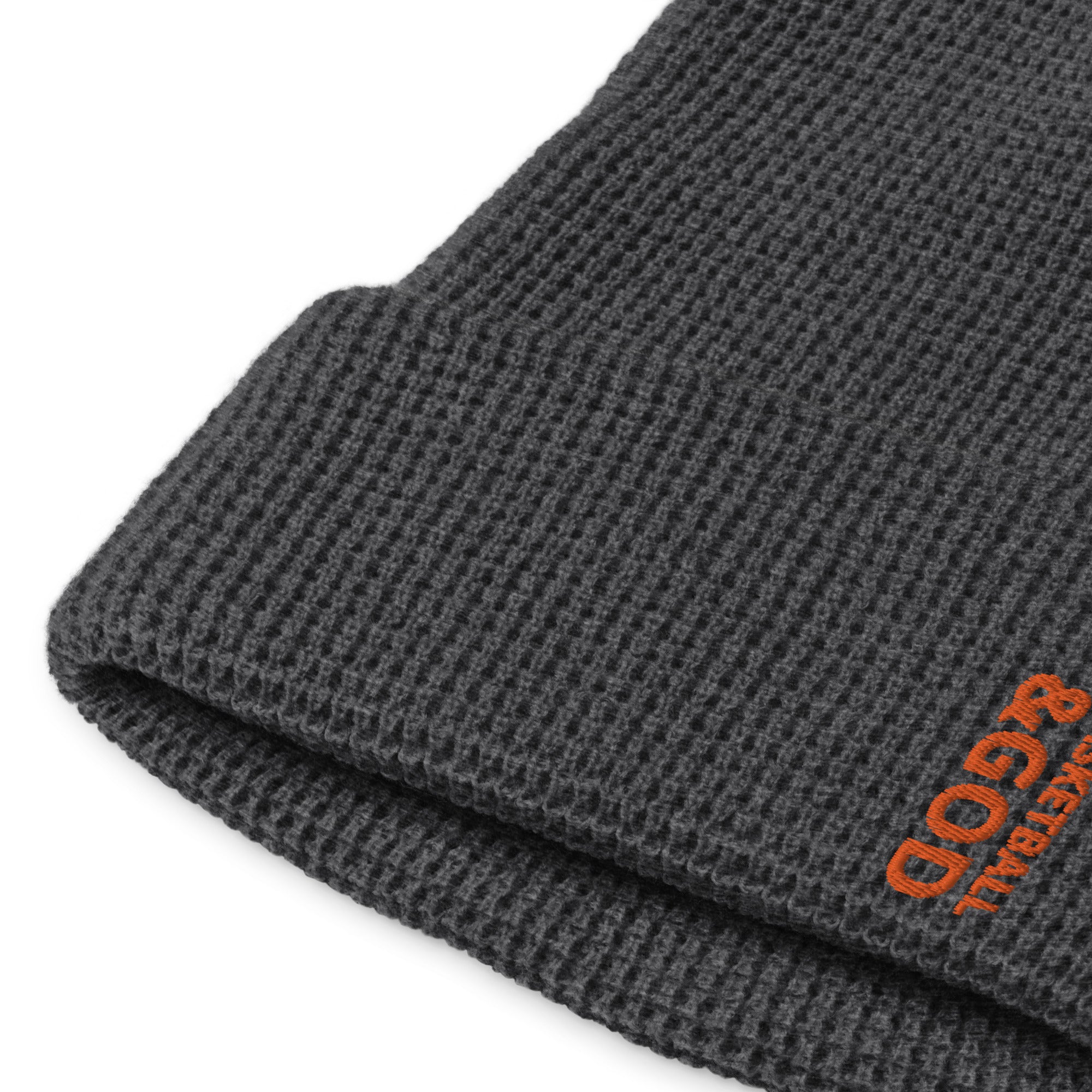 Basketball &God Vertical Orange Waffle Beanie