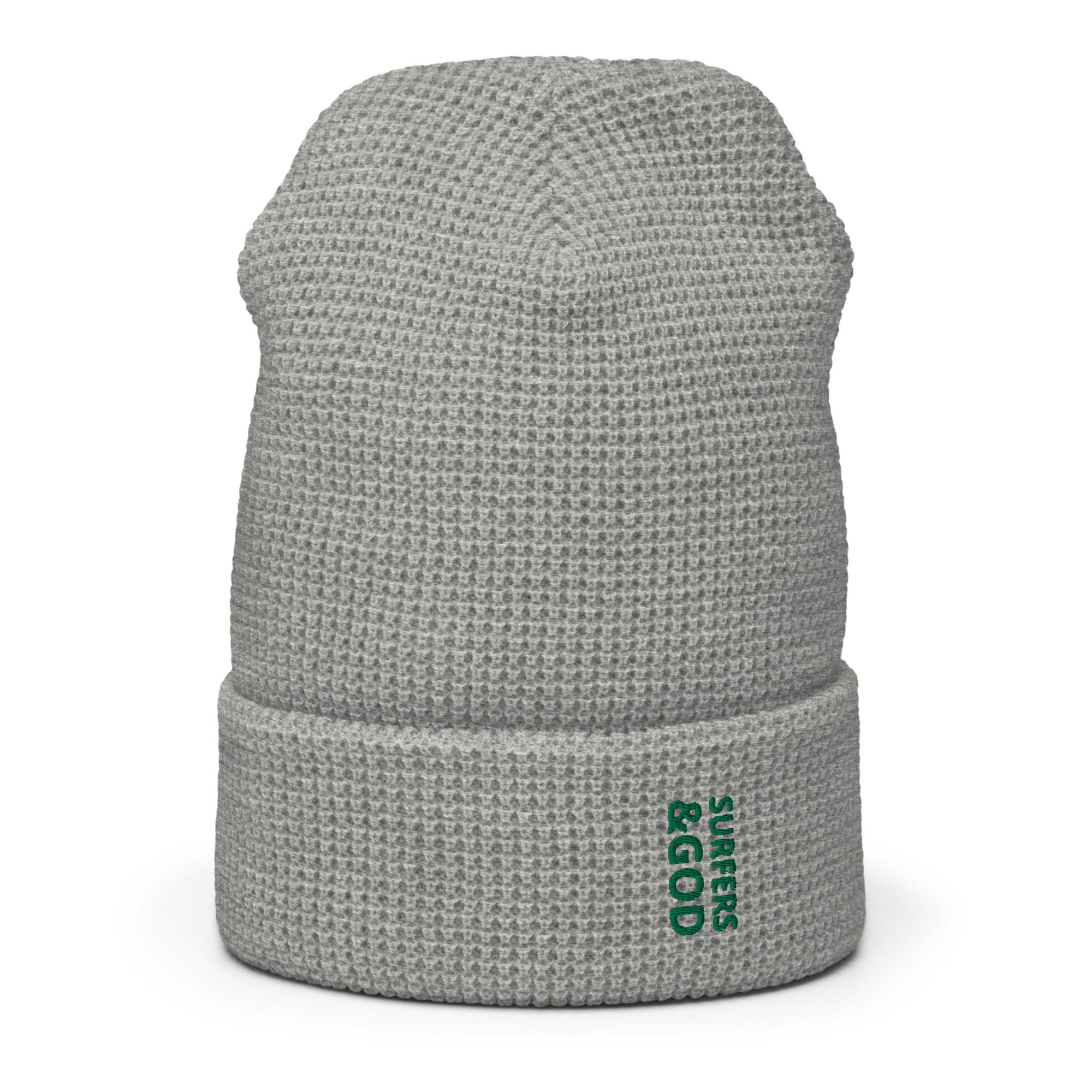 Surfers &God Vertical Evergreen Waffle Beanie