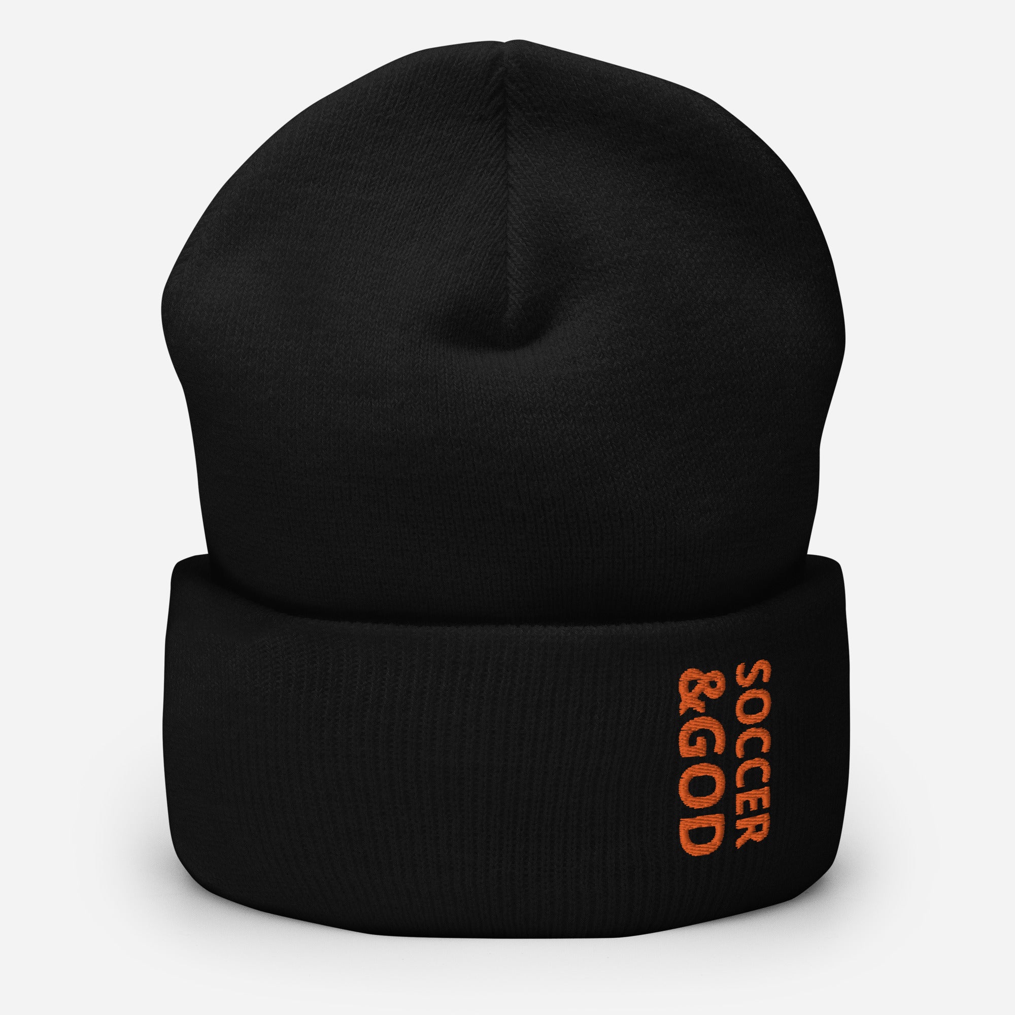 Soccer &God Orange Cuffed Beanie