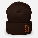 Soccer &God Orange Cuffed Beanie