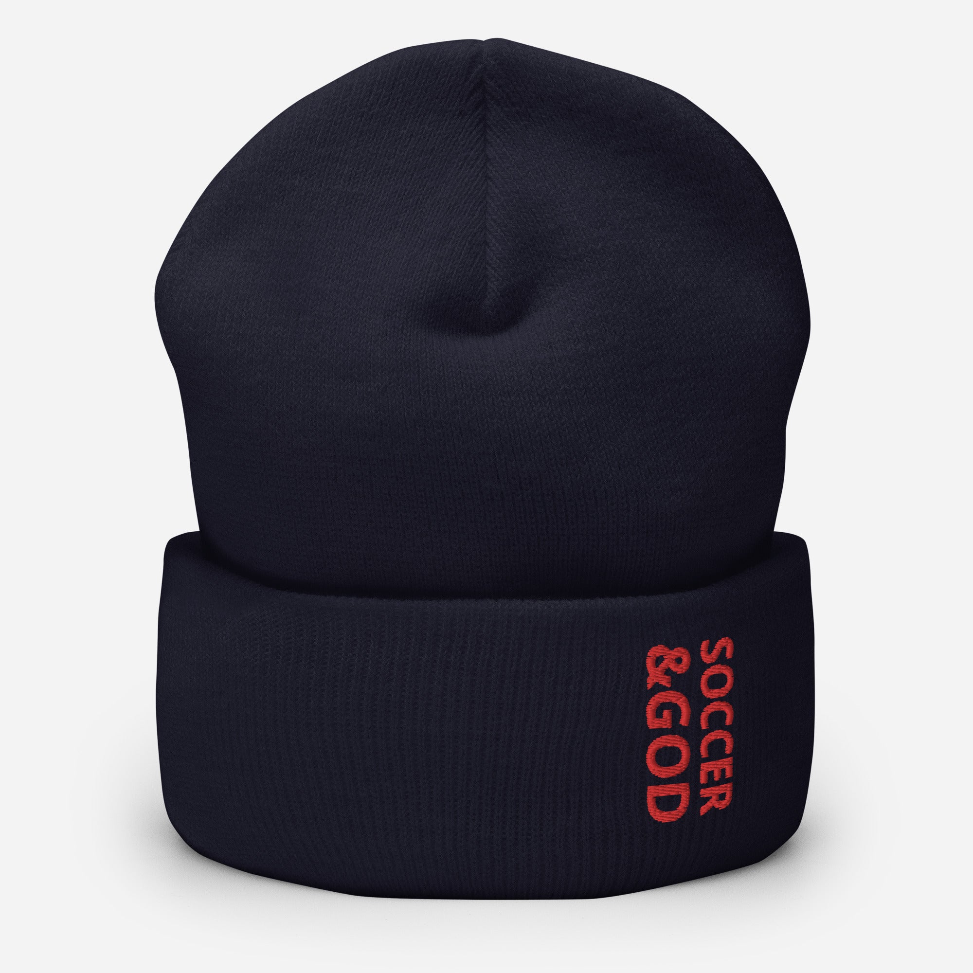 Soccer &God Crimson Cuffed Beanie