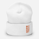 Football &God Orange Cuffed Beanie