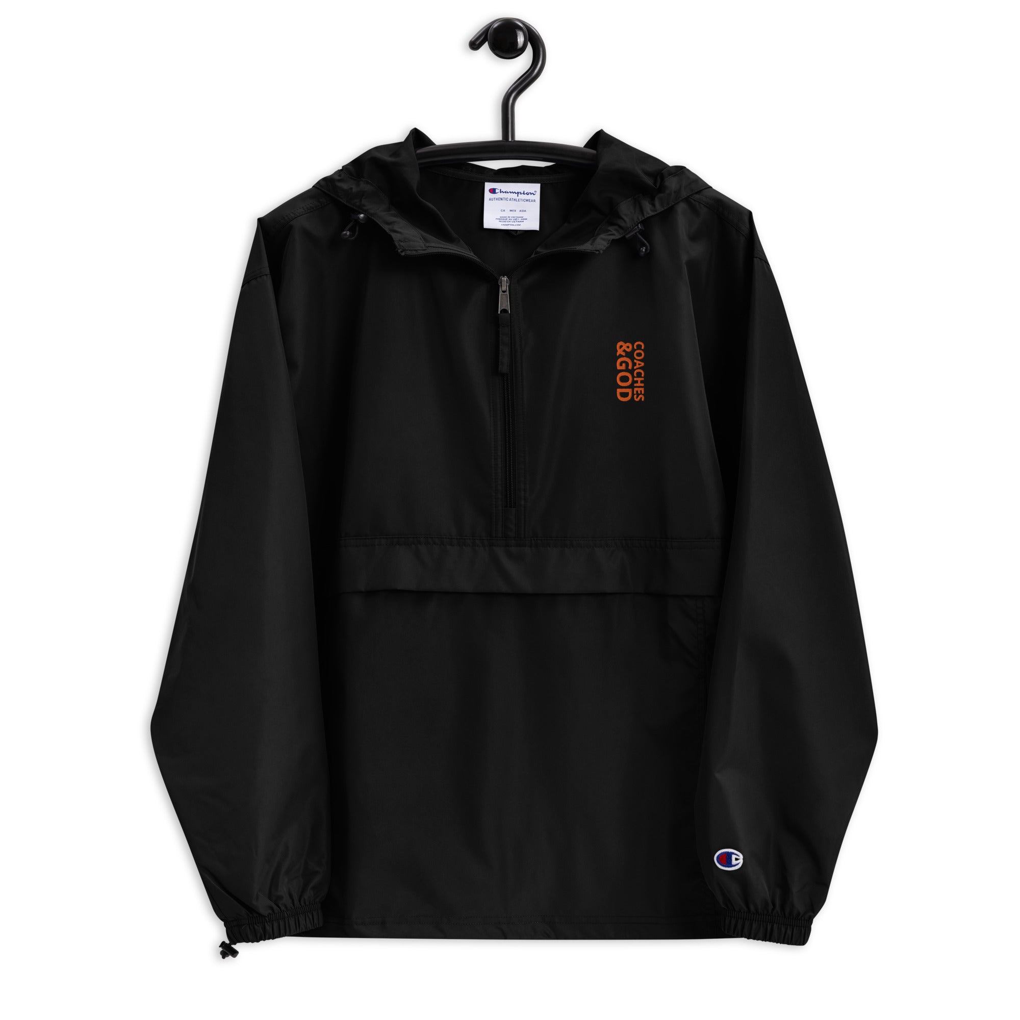 1STAR Coaches &God Vertical Orange Embroidered Champion Packable Jacket