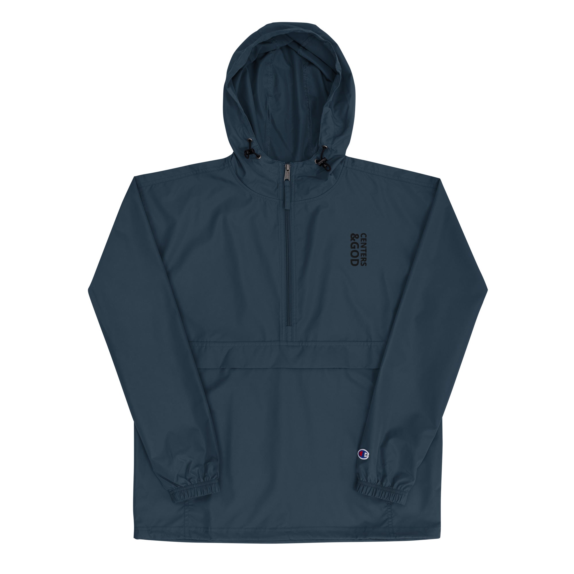 Centers &God Vertical Onyx Embroidered Champion Packable Jacket