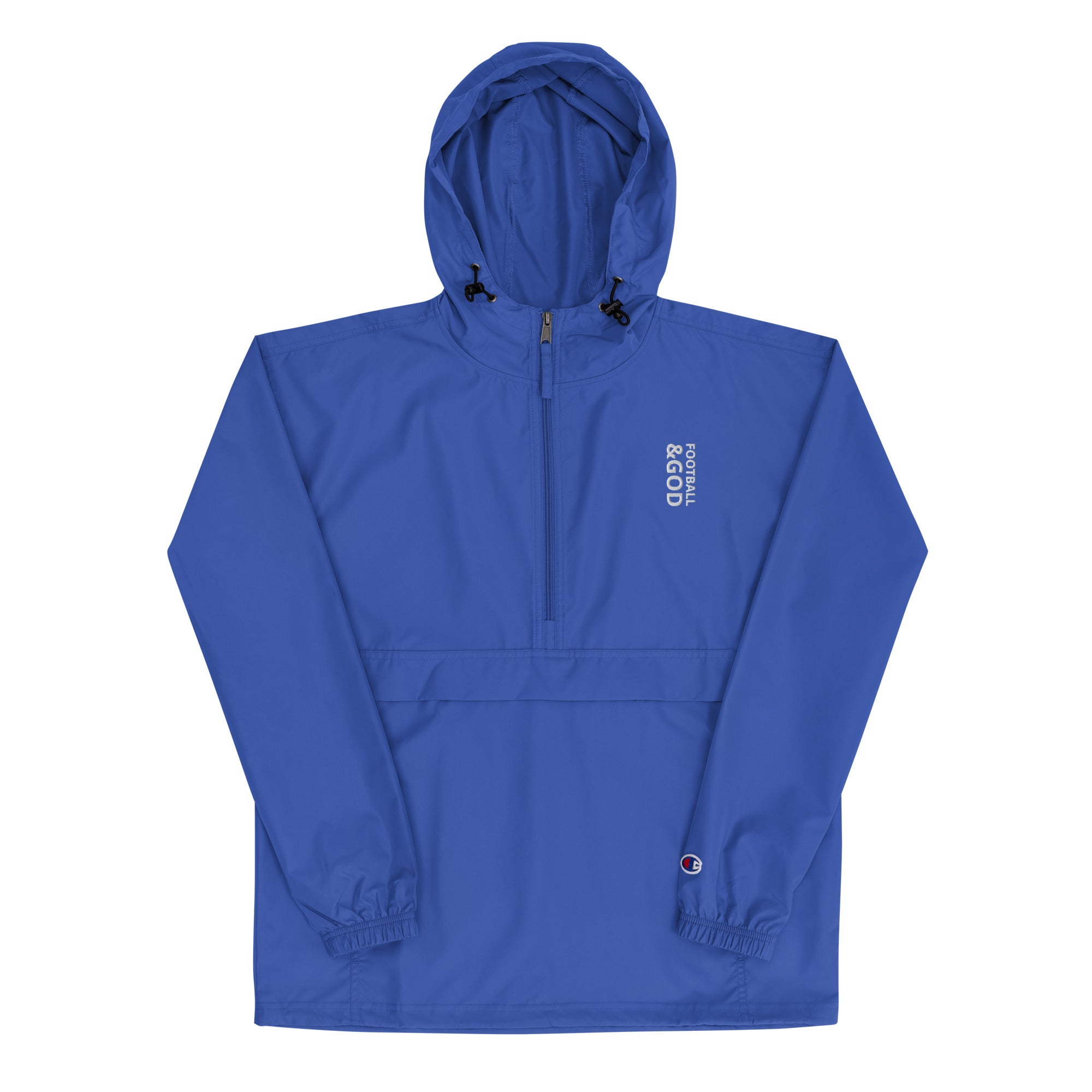 Football &God Vertical Embroidered Champion Packable Jacket