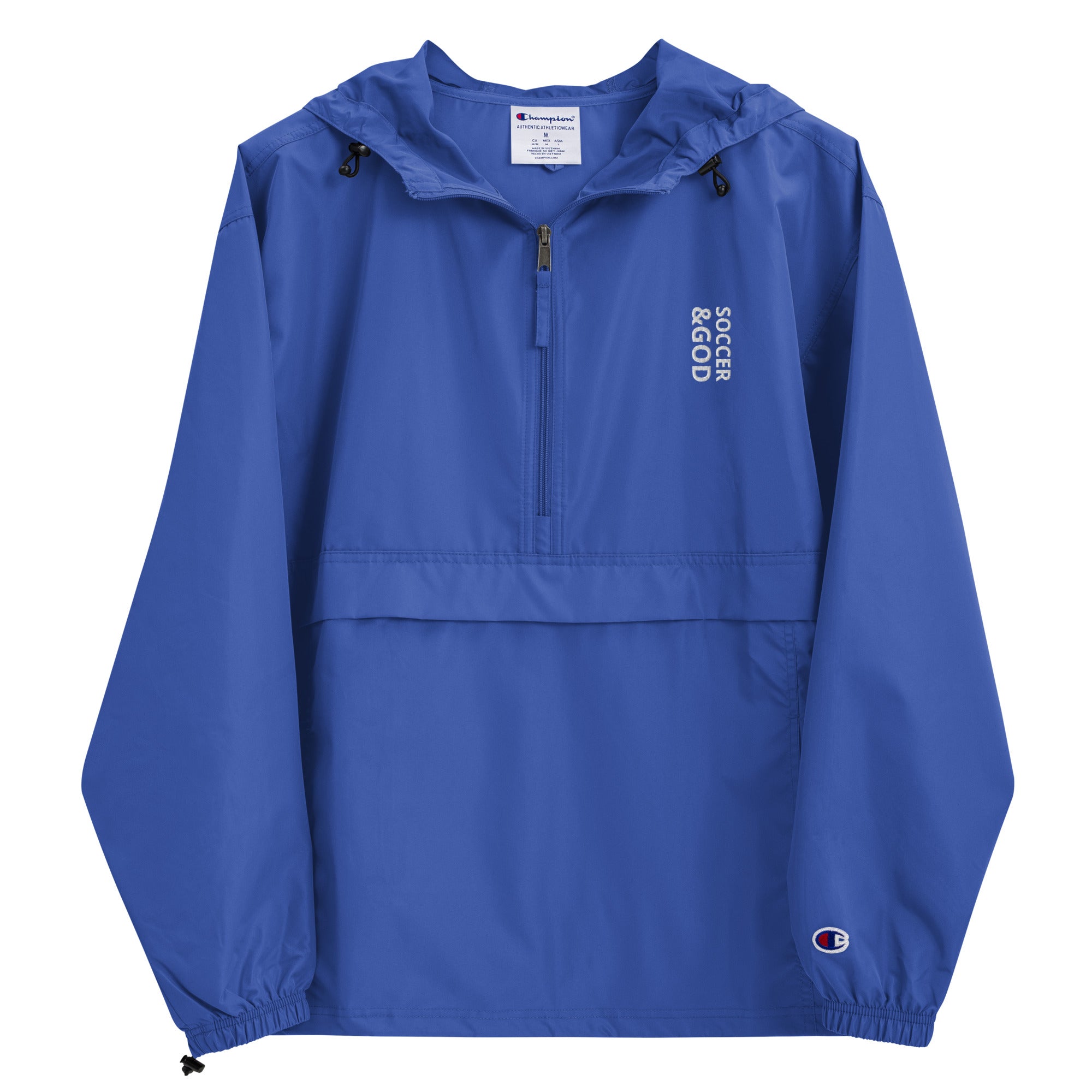 Soccer &God Vertical Embroidered Champion Packable Jacket