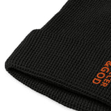Soccer &God Vertical Orange Waffle Beanie